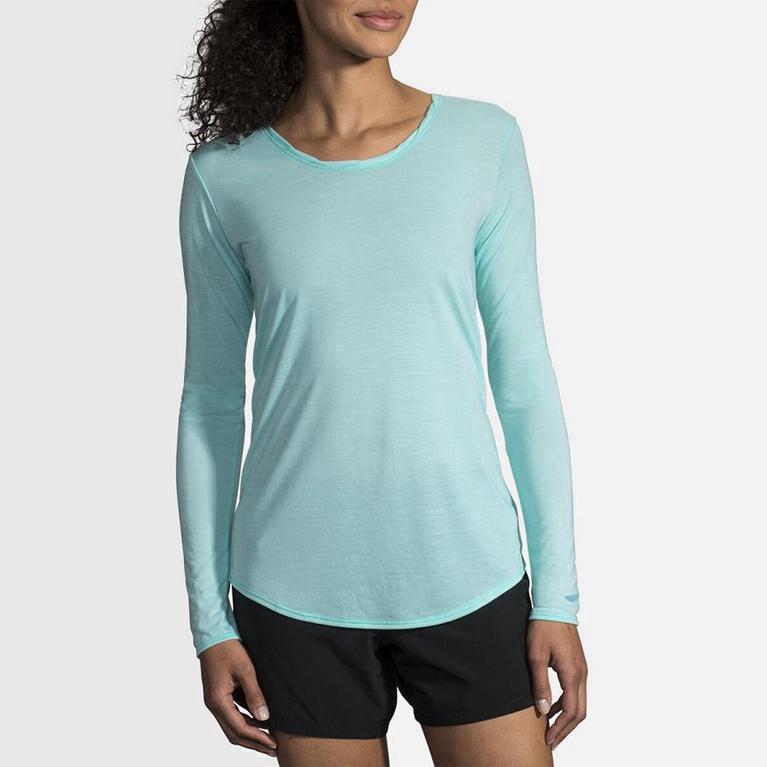 Brooks Distance Israel - Women's Long Sleeve Running Shirt - Blue (10879-WEMV)